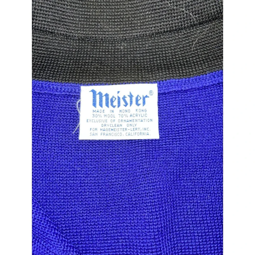 VINTAGE Meister Sweater Womens Large Purple 1/4 Zip Embroidery Trim